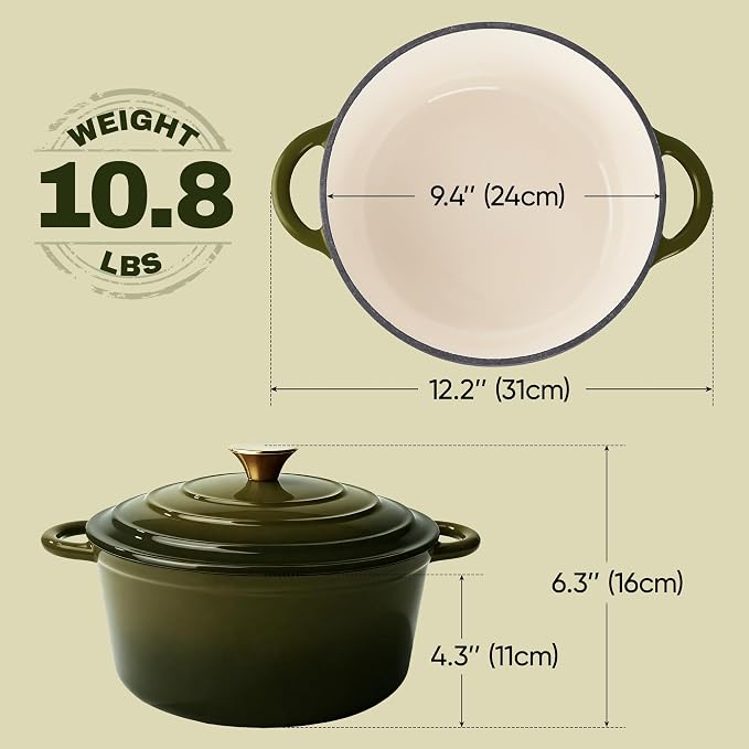 4.5 Quart Dutch Oven Pot with Lid, Non Stick Enameled Cast Iron Dutch Oven - Image 5