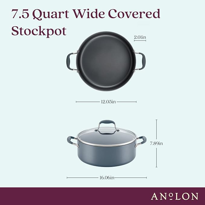Anolon Advanced Home Hard-Anodized Nonstick Wide Stock Pot/Stockpot - Image 2