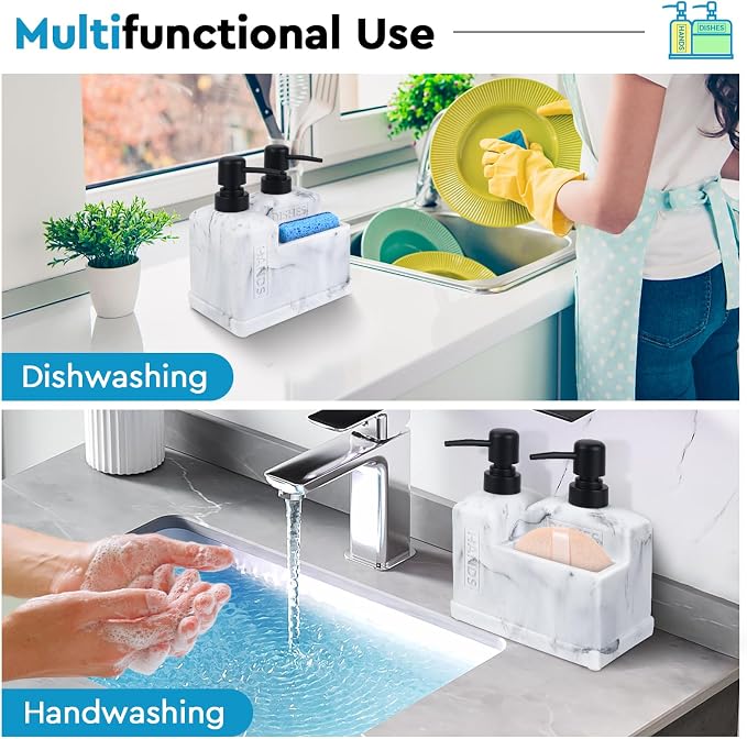 Kitchen Hand Soap and Dish Soap Dispenser Set, Dual Soap Dispenser - Image 6
