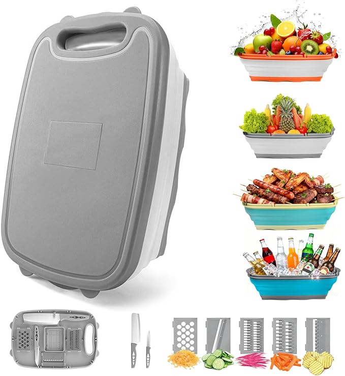 Gintan Camping Cutting Board, 9-in-1 Collapsible Chopping Board by Gintan