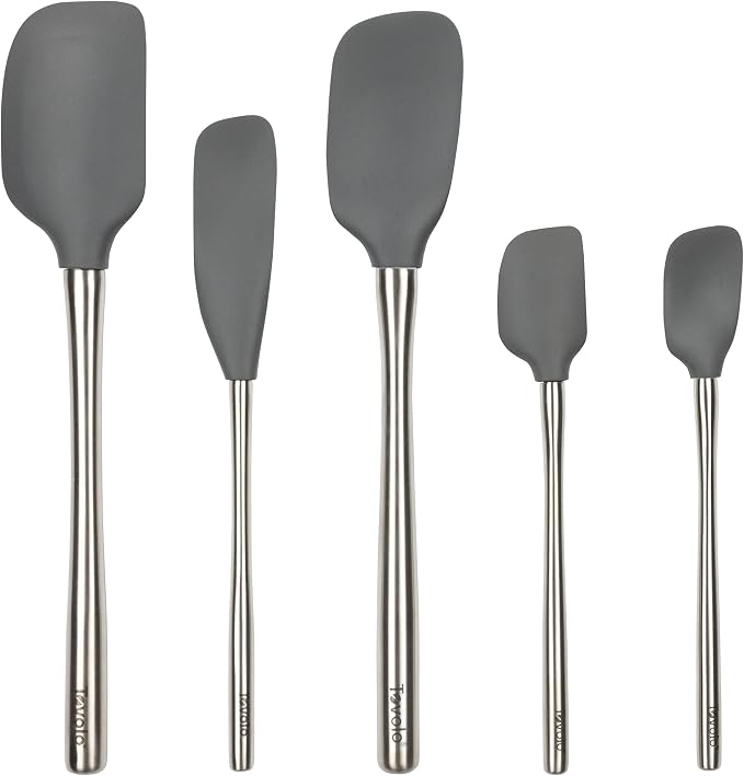 Tovolo Stainless Steel Handled Silicone Spatula Set of 5 Charcoal Gray by Tovolo