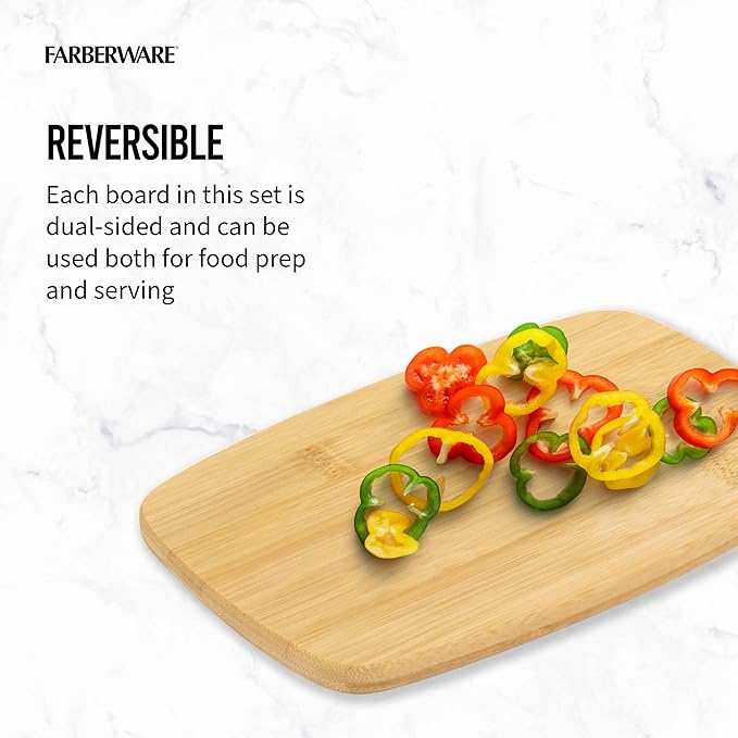 FARBERWARE 4-Piece Reversible Bamboo Cutting Board and Charcuterie Set - Image 5