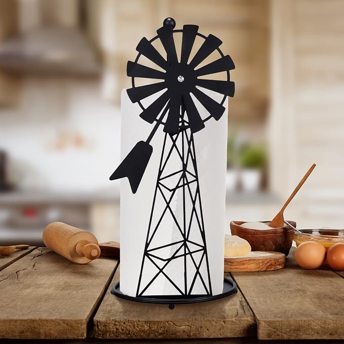 Vesici Windmill Paper Towel Holder Western Farmhouse Standing Paper Towel Roll - Image 7