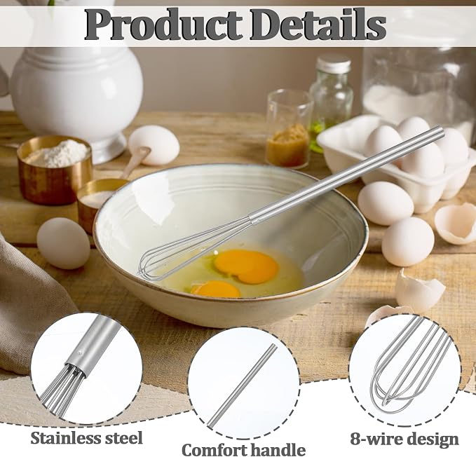Small Whisk, 9.8in Stainless Steel Whisk Tiny Skinny Whisk - Image 4