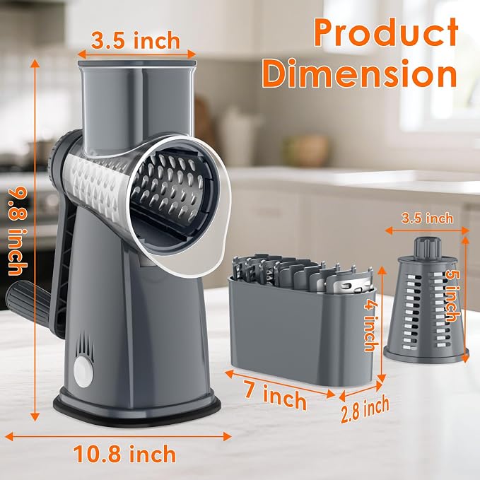 MealHelper 5 Blade Rotary Cheese Grater Hand Crank - Image 9
