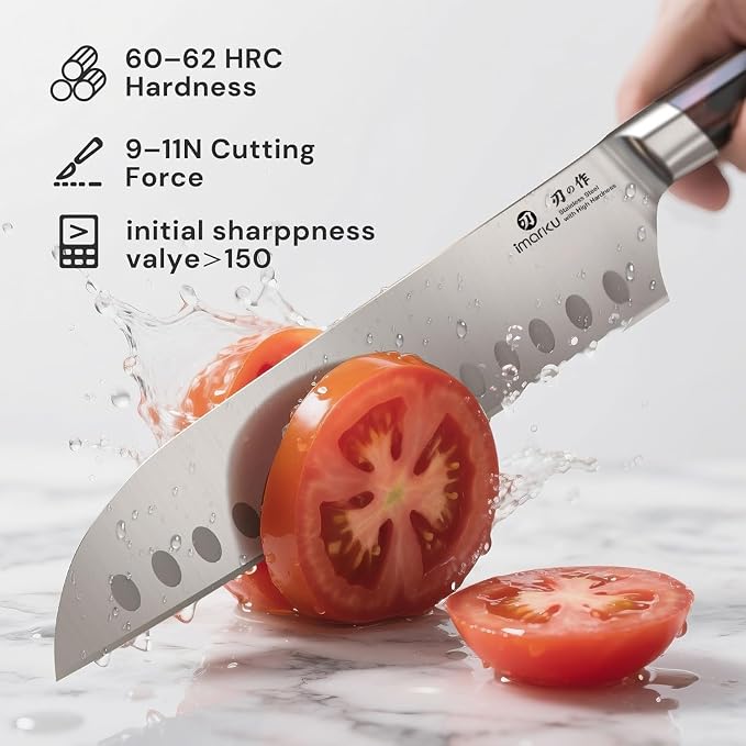 imarku Japanese Santoku Knife 7 Inch, Ultra Sharp Chef Knife, PakkaWood - Image 6