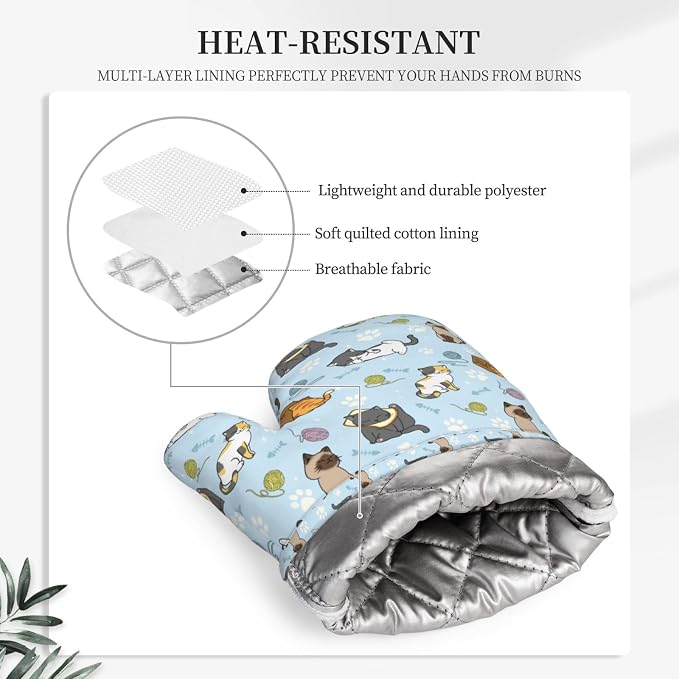 Cute Cat Oven Mitts and Pot Holders Set - Image 4