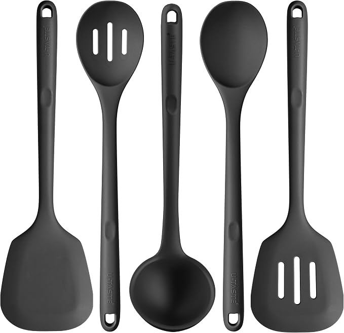 Silicone Kitchen Cooking Utensil Set: U-Taste High Heat Resistant 13.6in Long by U-Taste