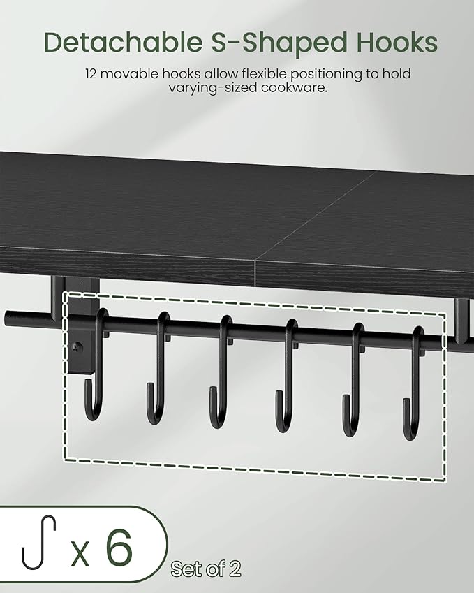 CHOEZON Wall-Mounted Pot Racks, Floating Shelves, Vintage Pot Hangers - Image 6