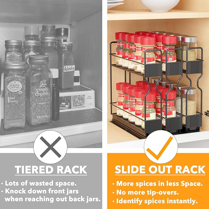 SpaceAid Pull Out Spice Rack Organizer, Heavy Duty Slide Out Seasoning Kitchen - Image 4
