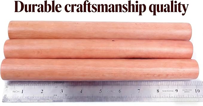 3-Pack 10-Inch Wooden Rolling Pins – Classic 1-Inch Diameter Baking Tools - Image 9
