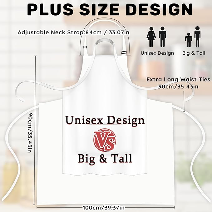 2 Pcs Plus Size Chef Apron, Unisex Professional Apron - Image 3