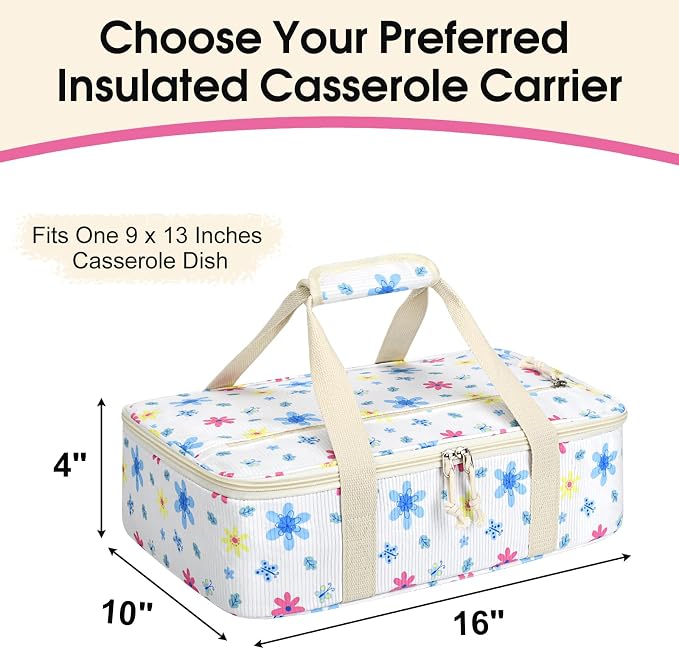 Corduroy Casserole Carrier, Insulated Lasagna Lugger - Image 2