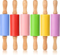 Mini Silicone Rolling Pin for Kids, Non-stick Surface Wood Handle, 9 Inch 6 Pack by Honglida