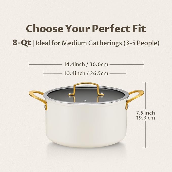 BEZIA 8 Quart Ceramic Stock Pot, Non Toxic Soup Pots - Image 2