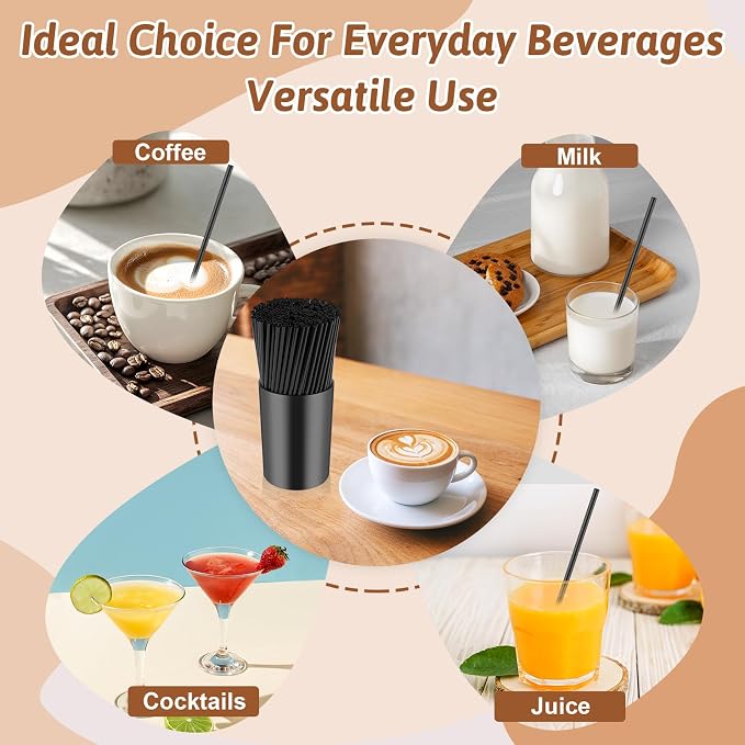 200 Pcs Black Coffee Stirrer Sticks and Holder Set 7 Inch Plastic Coffee Stir - Image 4
