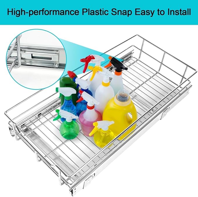 Pull Out Cabinet Organizer 17" W X 22" D, Slide Out Drawers - Image 8