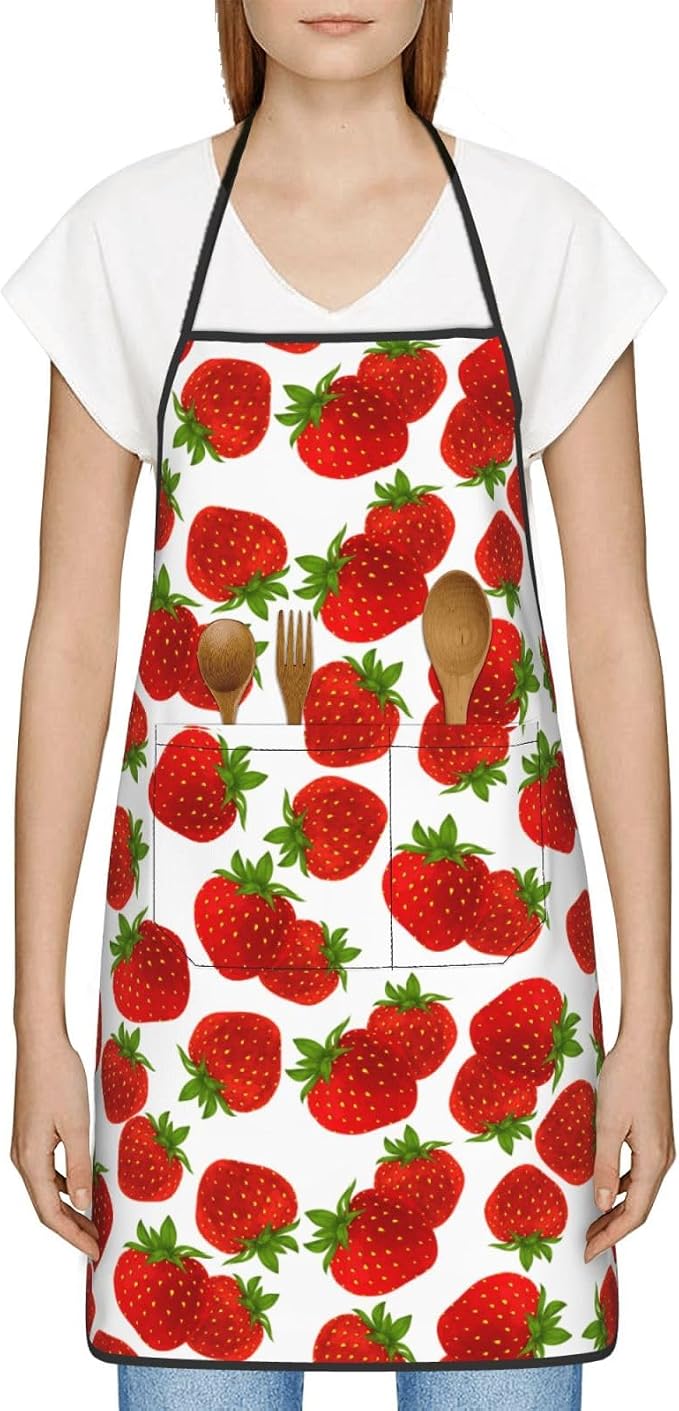 Cute Strawberry Oven Mitts Strawberries Pot Holders Cooking Apron Set of 5 - Image 6