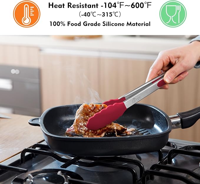 HOTEC Premium Stainless Steel Locking Kitchen Tongs - Image 2