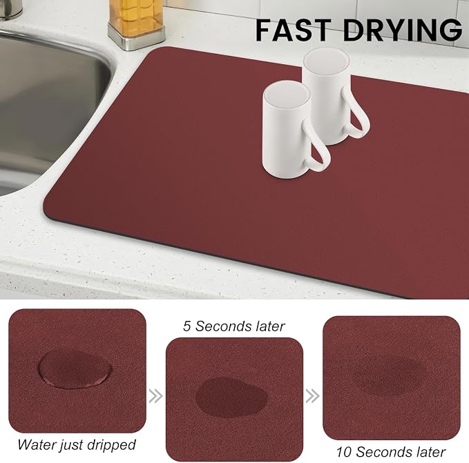 WISELIFE Dish Drying Mat Super Absorbent Drying Mat Large Dish Drying Mats - Image 4