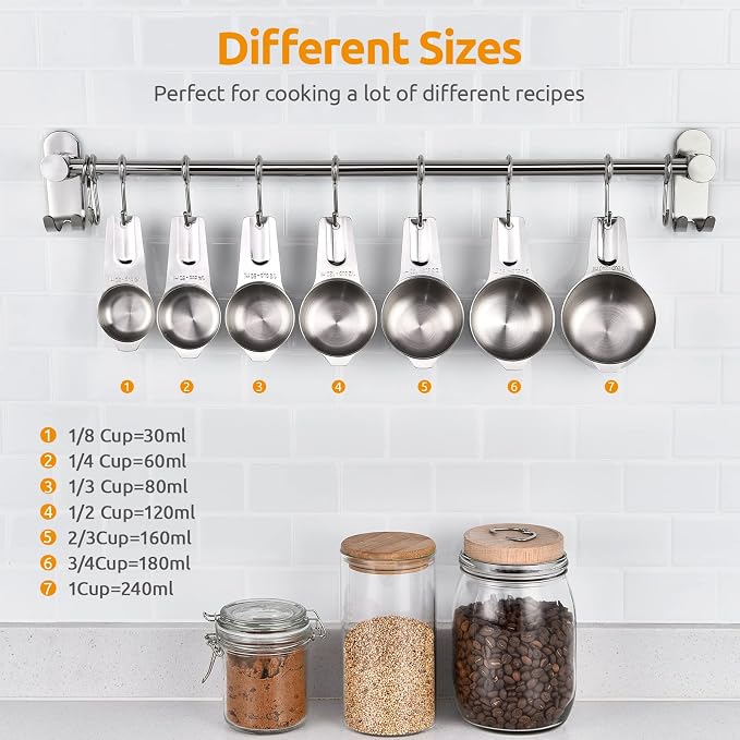 Measuring Cups: U-Taste 18/8 Stainless Steel Measuring Cups Set of 7-Piece: 1/8 - Image 2