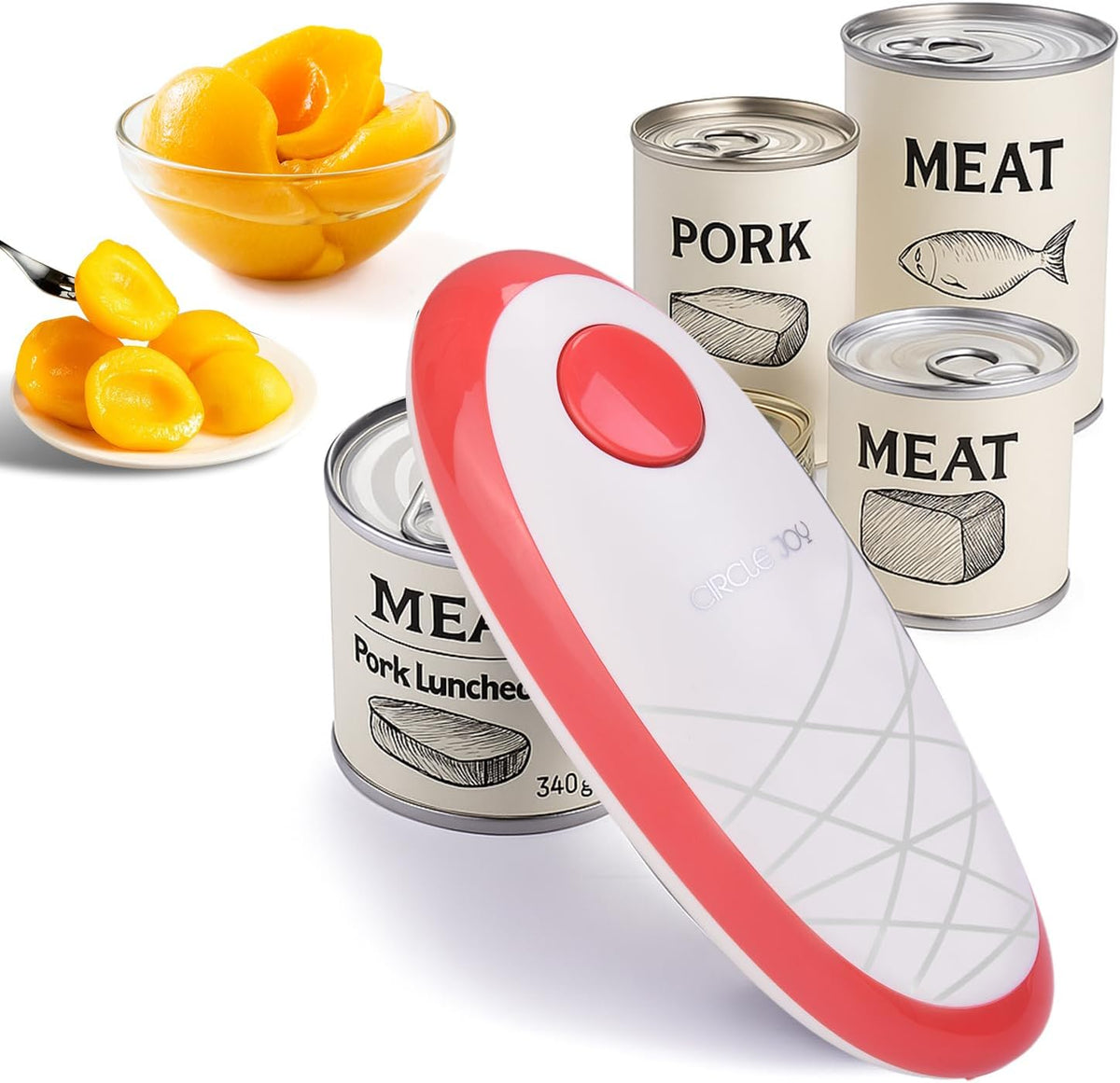 CIRCLE JOY Electric Can Opener, One-Touch Automatic Can Opening with