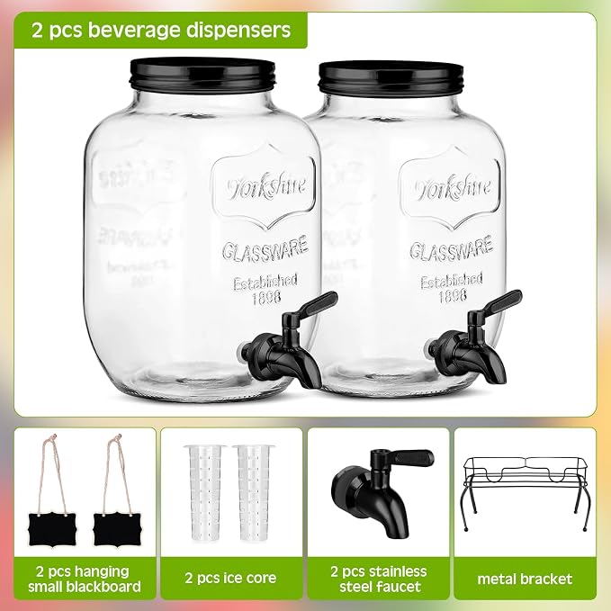 Lallisa 2 Pcs 2 Gallon Glass Drink Dispenser - Image 4