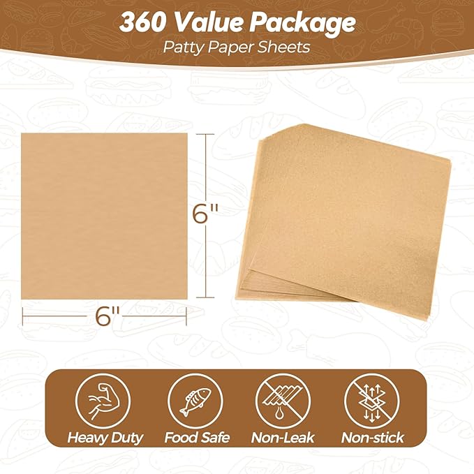 360 Count 6"x 6" Heavy Duty Patty Paper Sheets - Image 2