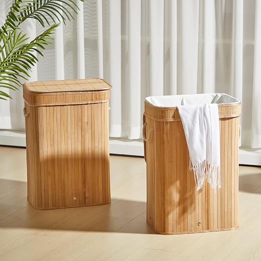 2 Pack 21 Gallon Bamboo Slim Trash Can - Image 7