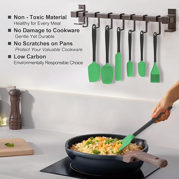 Silicone Spatula Set, 6 Pieces Food Grade Kitchen Utensils - Image 4