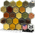 PATRIOT Set of 25 Hexagon Glass Spice Jars by PATRIOT+CREATIVE