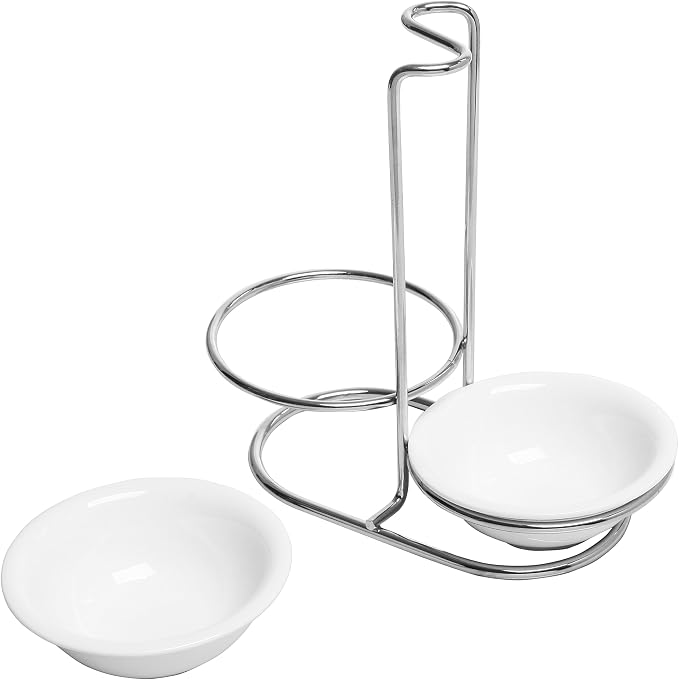 MyGift Set of 2 Ceramic Spoon Rest, Upright Ladle Holder Ceramic Dish - Image 7