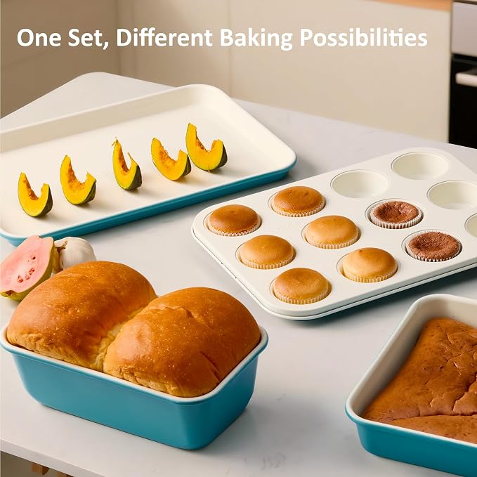 CAROTE 7-Piece Ceramic Baking Pans Set, Aluminized Steel Bakeware Sets - Image 9