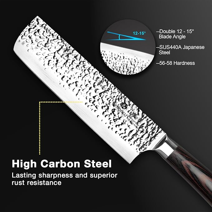imarku Nakiri Knife, 7 Inch High Carbon Stainless Steel Japanese Chef Knife - Image 5