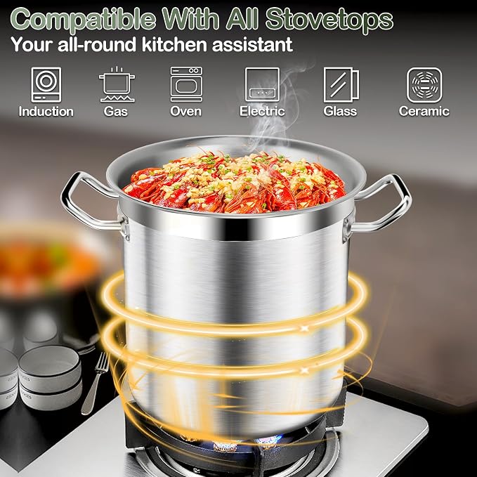 Stainless Steel Stock Pot, 50 QT Large Stock Pot - Image 2