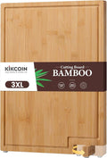 Kikcoin Bamboo Cutting Boards for Kitchen, 3XLarge Wood Cutting Board by Kikcoin
