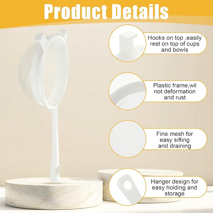 3PCS Plastic Nylon Strainer Set, 3 Sizes Ultra Fine Mesh Strainer - Image 4