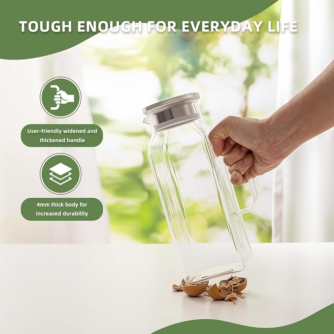 Hannadepot Glass Pitcher, 2 Pack 2L/68oz Glass Water Pitcher - Image 6