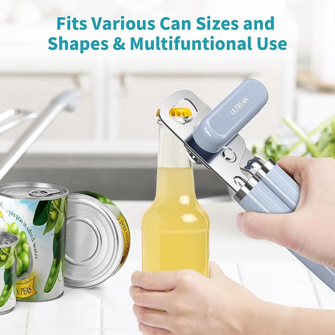 Ultrean Manual Can Opener Bottle Opener, Heavy Duty Stainless Steel Smooth Edge - Image 6