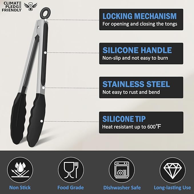 Kitchen Tongs, Stainless Steel Cooking Tongs - Image 4