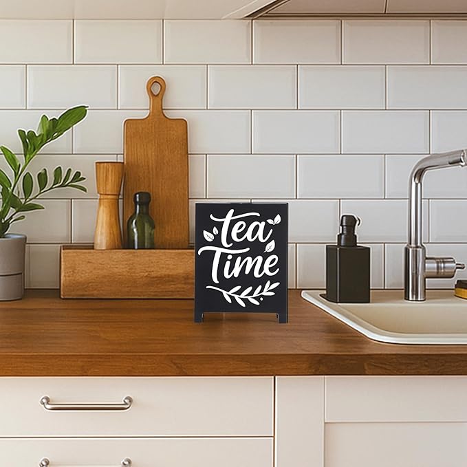 Tea Time Coffee Sign for Cafe Teas Bar Decor Signs Tea Coffee Station - Image 5