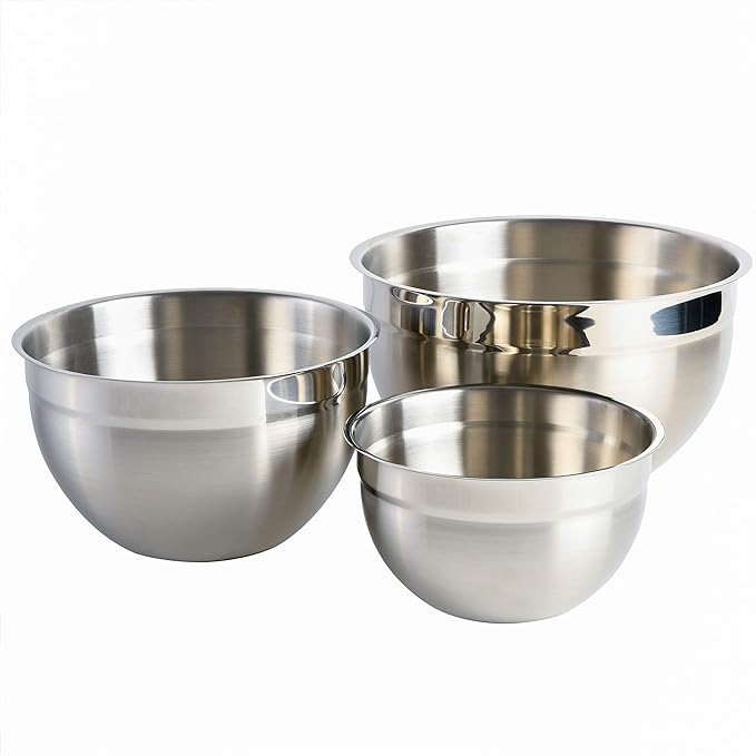 Babish 3-Piece Stainless Steel Mixing Bowl Set – Nesting Metal Bowls by Babish