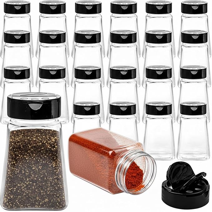 Tebery 24 Pack 9 Oz Plastic Spice Jars by Tebery