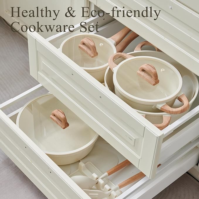 22 Pcs Pots and Pans Set Non Stick Non-Toxic Ceramic Kitchen Cookware Sets - Image 7