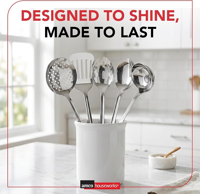 Amco 5 Piece Stainless Steel Cooking Utensil Set - Image 10