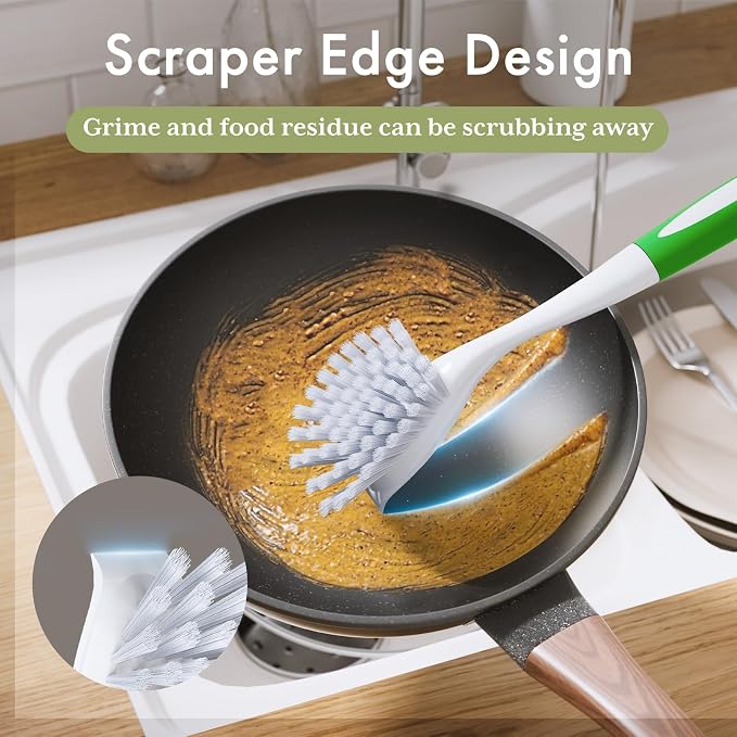 Amazer Dish Brush with Handle, 2 Pack Kitchen Scrub Brushes - Image 6