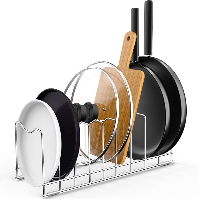 FLSEPAMB Lid Organizer Pot Lid Organizer 10-Tier Pot Lid Rack Holder Suitable by FLSEPAMB