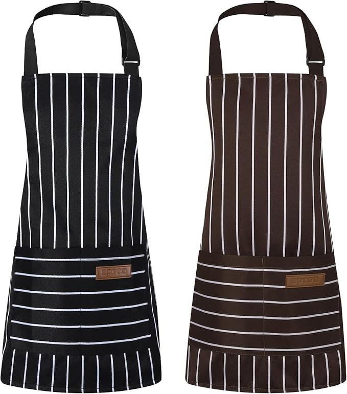 2 Pack Stripes Kids Apron, Kids Cooking Aprons by XLSXEXCL