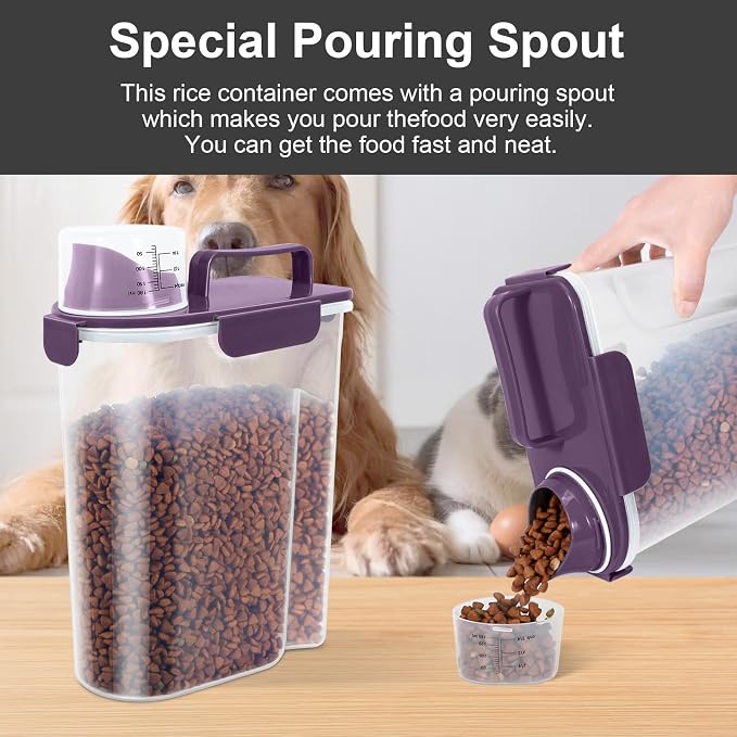 LEAWALK 5Lbs/6Qt Airtight Pet Storage Container Translucent Body, Upgraded - Image 2