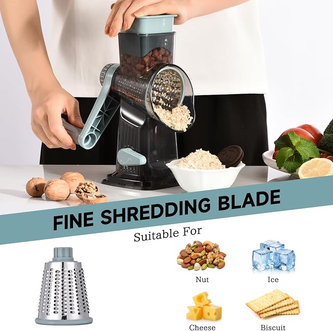 Rotary Cheese Grater with Handle Kitchen Shredder Slicer Grater Slicer Ice - Image 5